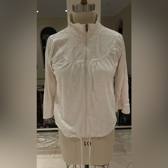 Vintage white Genera cotton jacket, side pockets draw string sz m - Picture 1 of 8